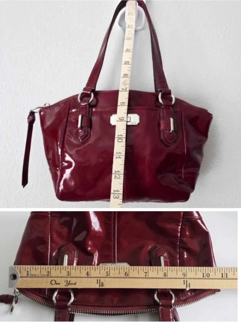 Coach Chelsea Candy Apple Red Patent Leather Satchel Turnlock & Zip Closure